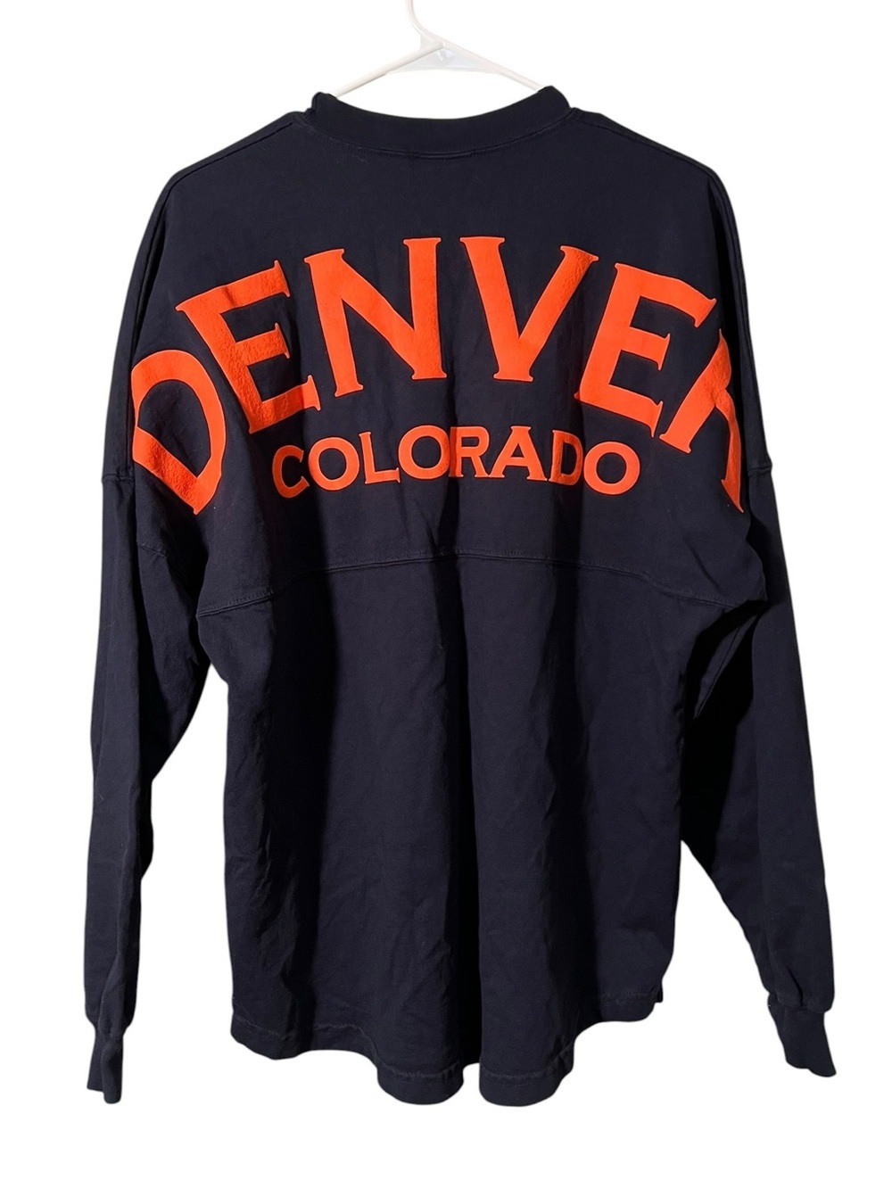 Spirit Jersey Unisex Size Medium Long Sleeve T-Shirt Navy Blue Orange Denver CO